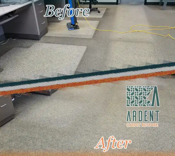 Before & After, heavily soiled commercial carpet cleaning