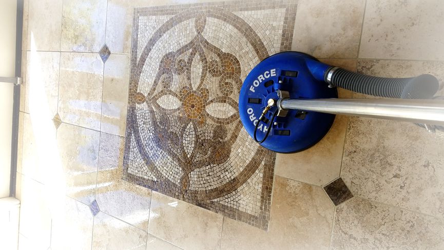 Cleaning of a tile mosaic